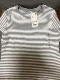 グレーとホワイトのストライプTシャツ Mサイズ　ユニクロ　ミニt