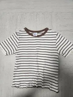 niko and...ストライプ 半袖Tシャツ ホワイト/ブラウン