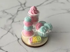 ［マカロンスイーツ＆アイスクリームセット］ミニチュアスイーツ　フェイクスイーツ