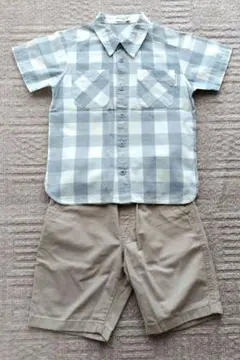 BRANSHES チェック柄 半袖シャツ　UNIQLO 半ズボン セット 120