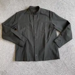 試着のみ⭐️無印良品 洗いざらしオックススタンドカラー長袖シャツ 　ダークグレー