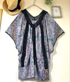 Dosch☆エスニック　ブラウス　ドルマン　レース　刺繍　シフォン　ゆったりのサムネイル