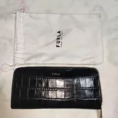 FURLA 長財布　黒　牛革製　型押しのサムネイル