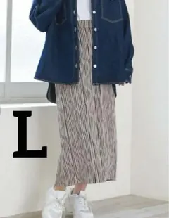 新品 しまむら フラッシュブルー ジャガードスカート L