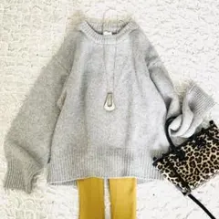 スピックアンドスパン　定価1,8万　ウール　カシミヤニット　グレーゆったり