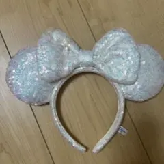 ミニー　耳カチューシャ パールホワイト　スパンコール