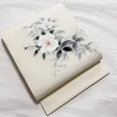 R35未着用名古屋帯 松葉 単帯 絽 桜 ベージュ 着物帯 仕立て上り美品
