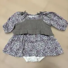 プティマイン　花柄ワンピースビスチェセット70