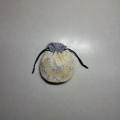 ハンドメイド　まんまる巾着袋　ミニ巾着袋 『273』花柄　黄色グレー　ミニポーチ