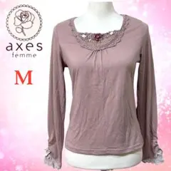 axes femme レース＆花モチーフ付きカットソー ローズ トップス Mのサムネイル