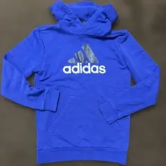 adidas フード付きパーカー 青