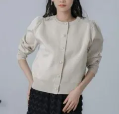 nano・universe ライトスポンディッシュ パールボタン カーディガン