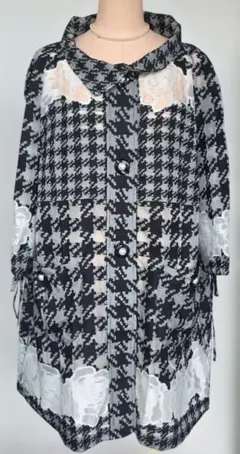 伊太利屋 スプリングコート　新品　レディース ジャケット 黒 白ストライプ 伊太利屋 スプリングコート 新品 レディース ジャケット 黒 白