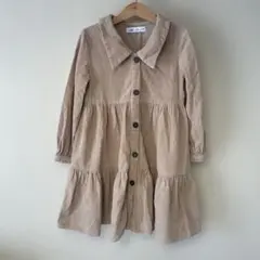 128cm ZARA コーデュロイ ティアードワンピース ベージュ