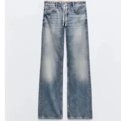 完売　ZARA TRF WIDE-LEG コントラスト ミッドライズ デニム