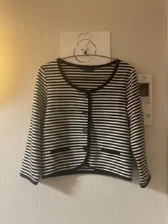 After All ノーカラージャケット ブラック/ホワイトストライプ