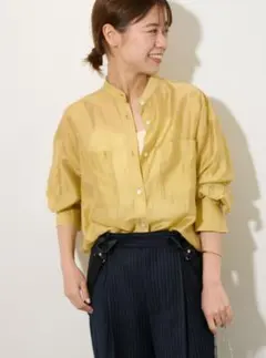 ジャーナルスタンダードレリューム　バンドカラーシアーシャツ　イエロー