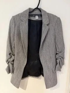 グレー チェック柄 ブレザー パフスリーブ