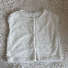 【最終値下】ホワイト パール装飾 ニットベスト Mサイズ