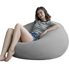 ビーズクッション ソファ 60cm×70cm 洗えるカバー グレー 怠け者ソファ