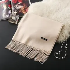 新品 大判ストール ベージュ 茶色 マフラー カシミヤの様な肌触り 厚手 ヘビー