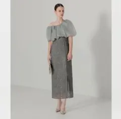 Leja オフィショルダーパフスリーブワンピース