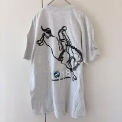 希少 ギルダン Tシャツ クルーネック 半袖 馬 L グレー 綿 馬術 メンズのサムネイル