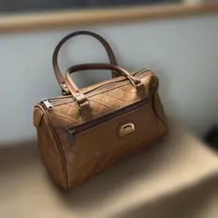 Caballero ブラウン合成皮革ミニボストンバッグ