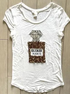 H&M スパンコール香水ボトルTシャツ S