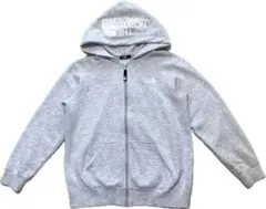 美品★ザノースフェイスコットンポリ裏パイルフルジップパーカ★ライトグレー★150