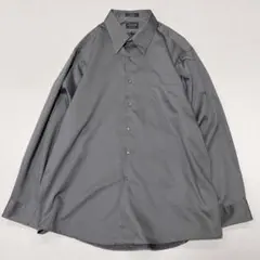 90s ARROW サテン L/S シャツ シルバーグレー 艶 光沢 XL