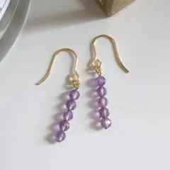 アメジストAA＋ランク 天然石 アレルギー対応 ハンドメイド イヤリング ピアス
