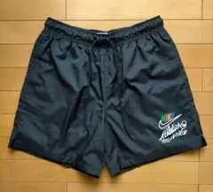 NIKE ウーブン ショートパンツ M 黒 ナイロン ハーフ 水陸 スイム ロゴ