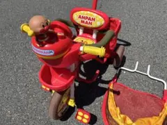 美品 アンパンマン 三輪車 デラックスR ブザー日除 足乗せ付き 音声