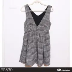 美品 INGNI ワンピース ミニ丈 ノースリーブ 千鳥格子柄 フロントボタン