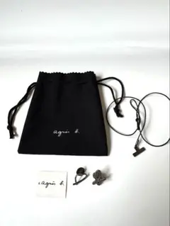 【セット】アニエス・ベーピンバッジ2点＋チョーカー ロゴ ハート 巾着付