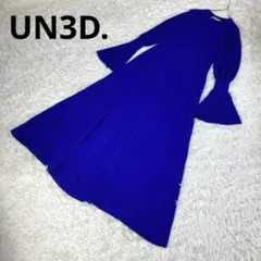 美品　UN3D.　アンスリード　スリットスリーブニットワンピース　36　ブルー