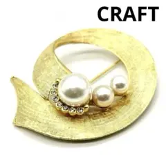 CRAFT クラフト パール調 ブローチ ラインストーン ヴィンテージ 卒業入学