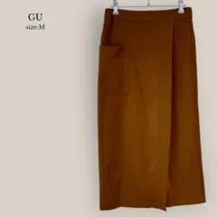ジーユーGU タイトロングスカート　フロントスリット　ウエストゴム　ブラウン