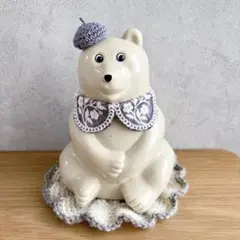 春待ちシリーズ♡オーダーページ　ハンドメイド　しろくま貯金箱　つけ襟　ベレー帽 しろくま貯金箱 つけ襟 ベレー帽 2点セット 水色2レース - メルカリ