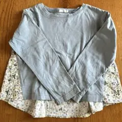 長袖カットソー　ミント　花柄