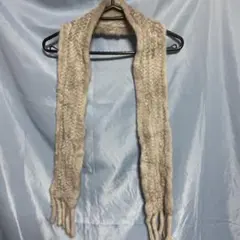 ファー風ライトグレー編み込みマフラー