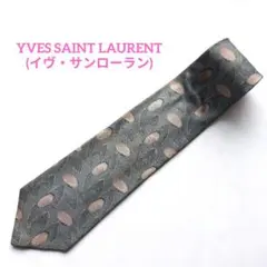 YVES SAINT LAURENT 総柄 ネクタイ 葉模様