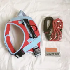 ☘️犬 ハーネス リード 伸縮 ソフトハーネス M レッド ブルー