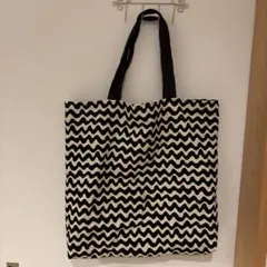 ハンドメイド 大きめエコバッグ トートバッグ　ウェーブ柄