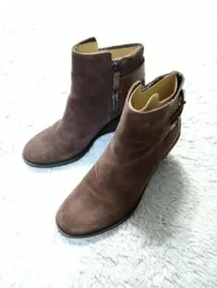 コールハーン　ショートブーツ　25.0cm相当　ブラウン　スエード素材　ジッパー