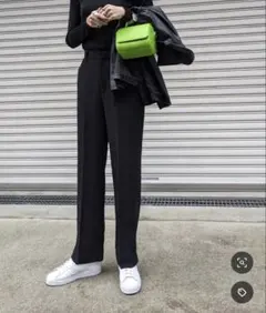 VACANCYヴァカンシー　テーパードスラックス　丈長め　ブラック　サイズM