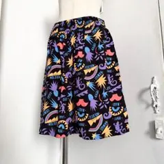 CrazyShirt 90s ハーフパンツ 薄手 ヤモリ 虹 総柄 USA製のサムネイル