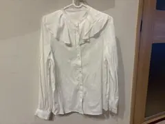 フリルブラウス ホワイト 長袖