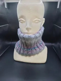 ハンドメイド ネックウォーマー グレー・パープル・ブルーのグラデーション